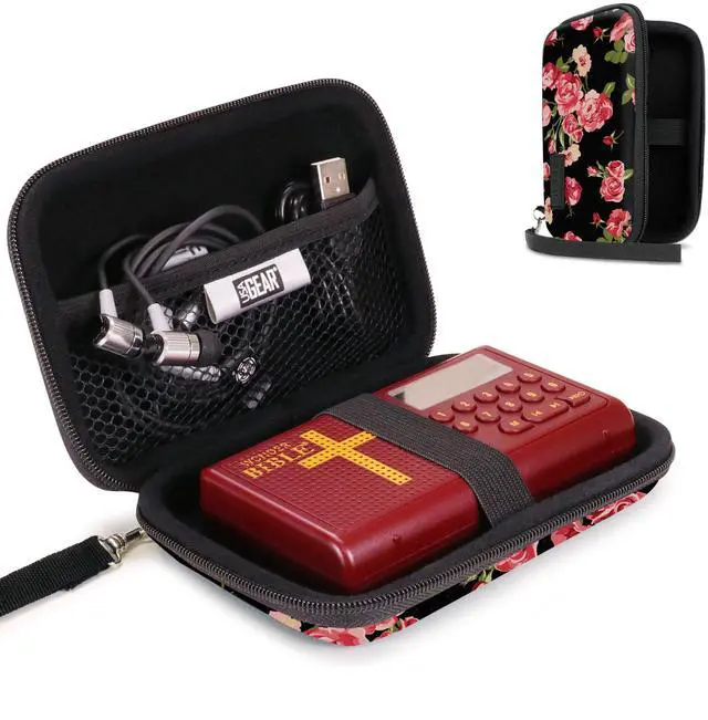 Main image of Hard Case Compatible with Wonder Bible KJV the Talking Audio Bible Player, Wonder Bible NIV, Cable, Earbuds & More - Scratch Resistant Interior, Wrist Strap (Case Only) - Roses
