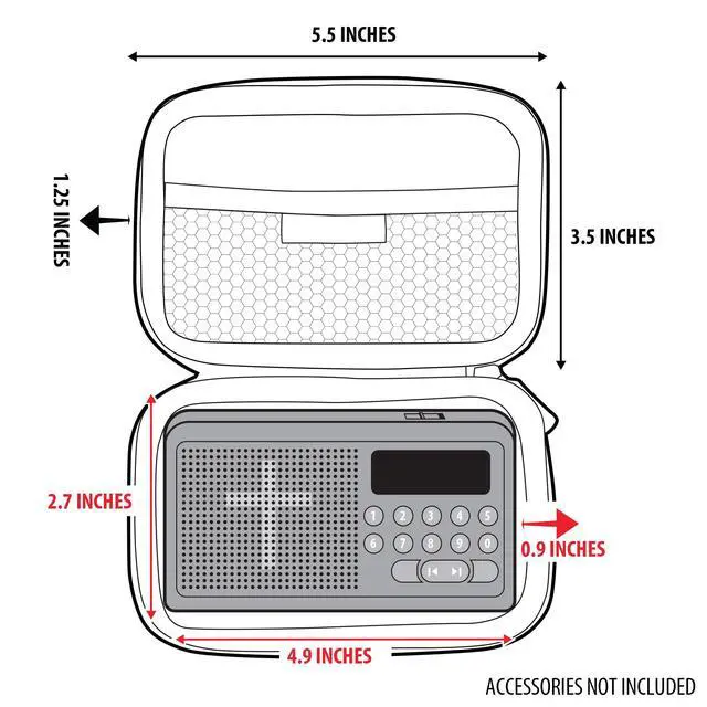 Alt view image 5 of 6 - Hard Case Compatible with Wonder Bible KJV the Talking Audio Bible Player, Wonder Bible NIV, Cable, Earbuds & More - Scratch Resistant Interior, Wrist Strap (Case Only) - Roses