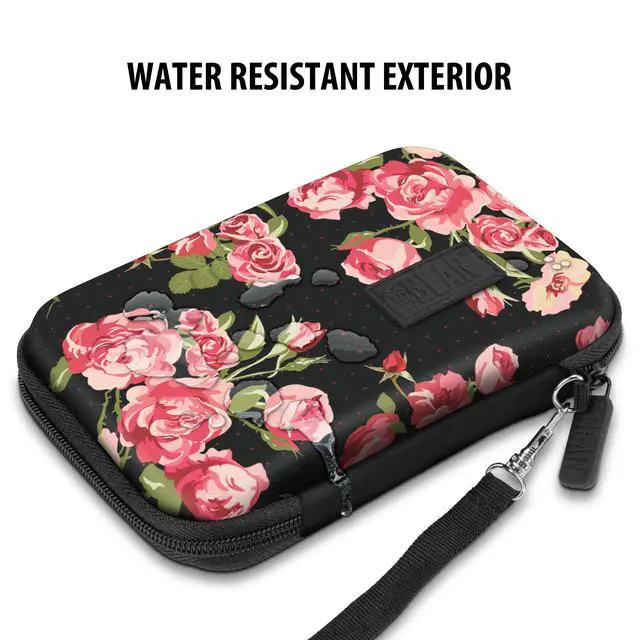 Alt view image 6 of 6 - Hard Case Compatible with Wonder Bible KJV the Talking Audio Bible Player, Wonder Bible NIV, Cable, Earbuds & More - Scratch Resistant Interior, Wrist Strap (Case Only) - Roses