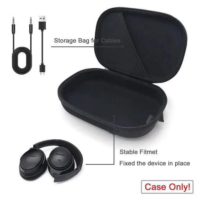 Alt view image 4 of 7 - Headphone Headset Hard Case Compatible with Bose QuietComfort QC Ultra QC45 QC35 QC25 QC15 QCSE, Wireless Noise-canceling Headphone case with Cable Storage,Travel Storage Bag
