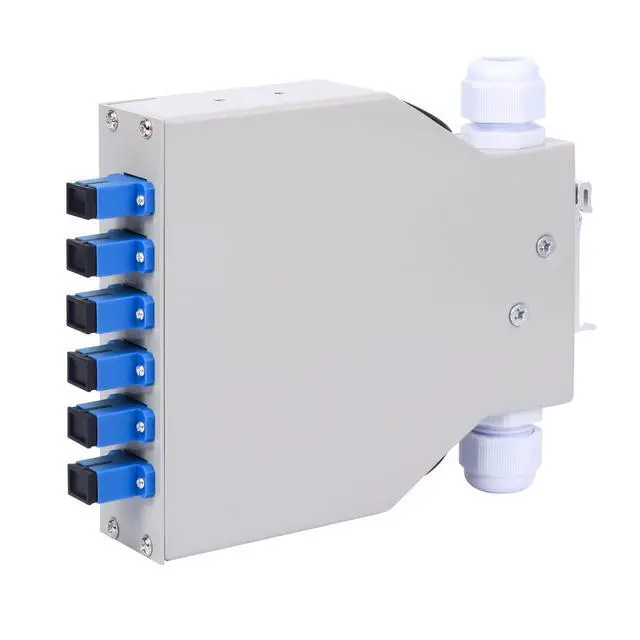 Alt view image 2 of 7 - SC-UPC 6 Simplex 6 Port DIN Rail SM Fiber Optic Enclosure ODF (Includes Pigtail and 6PC Coupler)