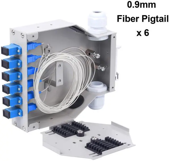 Alt view image 4 of 7 - SC-UPC 6 Simplex 6 Port DIN Rail SM Fiber Optic Enclosure ODF (Includes Pigtail and 6PC Coupler)