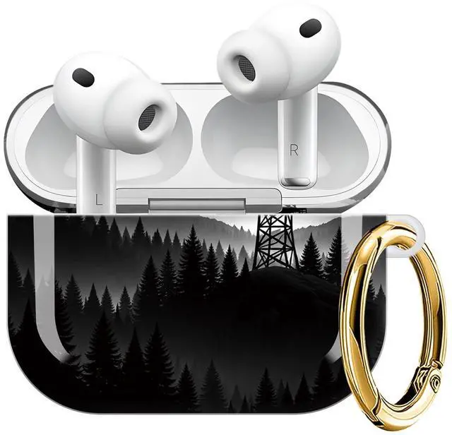Main image of Compatible with AirPod Pro 3 Case (2025), Shockproof Dustproof Protective Cover with Cute Golden Keychain for Women & Girls - Mountain Night Landscape Forest