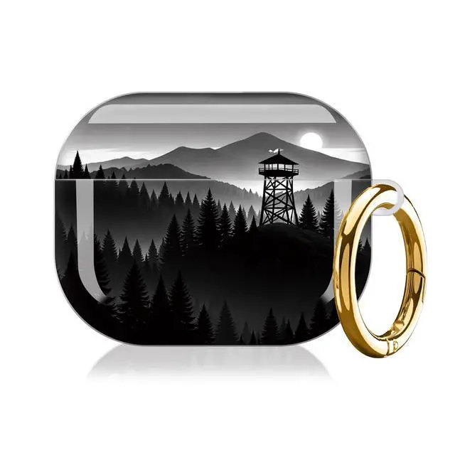 Alt view image 7 of 7 - Compatible with AirPod Pro 3 Case (2025), Shockproof Dustproof Protective Cover with Cute Golden Keychain for Women & Girls - Mountain Night Landscape Forest