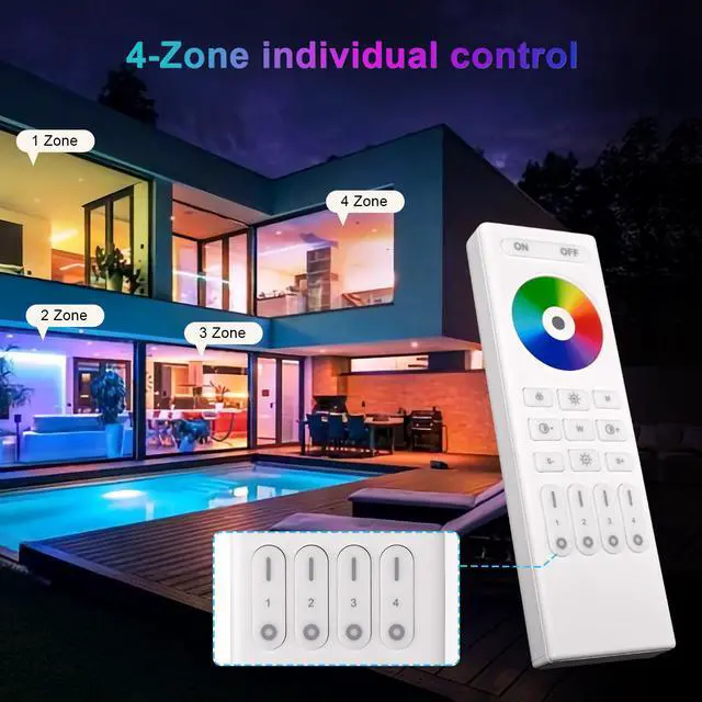 Alt view image 6 of 6 - RC03RF 2.4G 4-Zone Touch RF Remote RGB/RGBW/RGBCCT WB5 LM052 C03RF C04RF | Multi-Zone Wireless Touch Remote Controller For RGB RGBW RGBCCT LED Strip