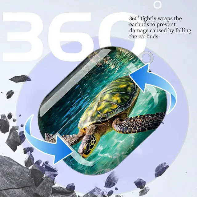 Alt view image 5 of 7 - Compatible with AirPod Pro 3 Case (2025), Shockproof Dustproof Protective Cover with Cute Golden Keychain for Women & Girls - Sea Turtle