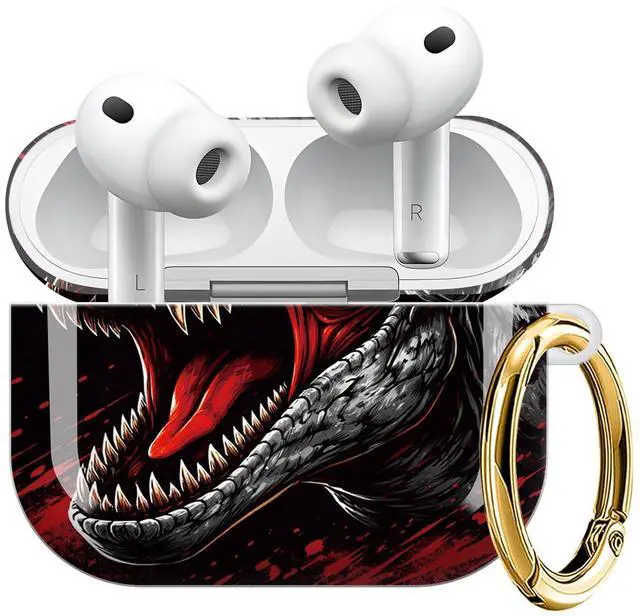 Main image of Compatible with AirPod Pro 3 Case (2025), Shockproof Dustproof Protective Cover with Cute Golden Keychain for Women & Girls - Dinosaur