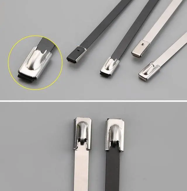 Alt view image 4 of 5 - 100 Pack 316 Stainless Steel Zip Ties Heavy Duty, 12 Inch, 198 lbs Tensile Strength, Self-Locking 300mm x 4.6mm, Weatherproof & Corrosion Resistant for Outdoor, Marine, Exhaust Wrap