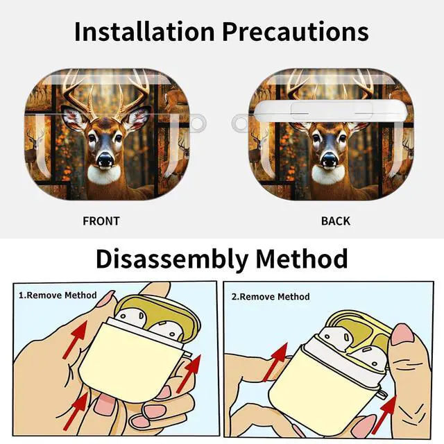 Alt view image 6 of 7 - Compatible with AirPod Pro 3 Case (2025), Shockproof Dustproof Protective Cover with Cute Golden Keychain for Women & Girls - Deer Forest Autumn Wildlife