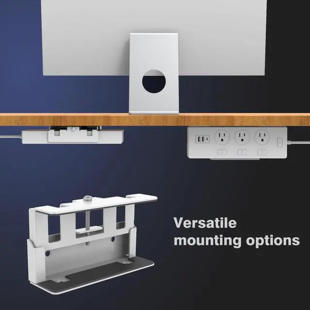 Alt view image 6 of 7 - All-Metal Adjustable Width Power Strip/Laptop Chargers Holder Mount - Under Desk or Wall Mountable Universal Organizer for Power Strips, Laptop Chargers & Cable Management (Large)