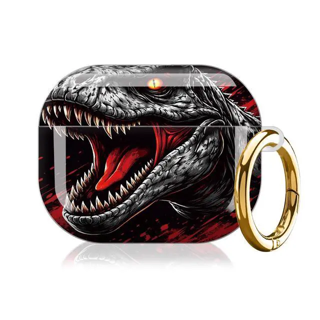 Alt view image 7 of 7 - Compatible with AirPod Pro 3 Case (2025), Shockproof Dustproof Protective Cover with Cute Golden Keychain for Women & Girls - Dinosaur