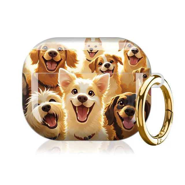 Alt view image 7 of 7 - Compatible with AirPod Pro 3 Case (2025), Shockproof Dustproof Protective Cover with Cute Golden Keychain for Women & Girls - Cute Dogs