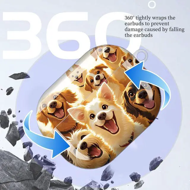 Alt view image 5 of 7 - Compatible with AirPod Pro 3 Case (2025), Shockproof Dustproof Protective Cover with Cute Golden Keychain for Women & Girls - Cute Dogs