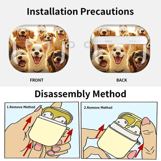 Alt view image 6 of 7 - Compatible with AirPod Pro 3 Case (2025), Shockproof Dustproof Protective Cover with Cute Golden Keychain for Women & Girls - Cute Dogs
