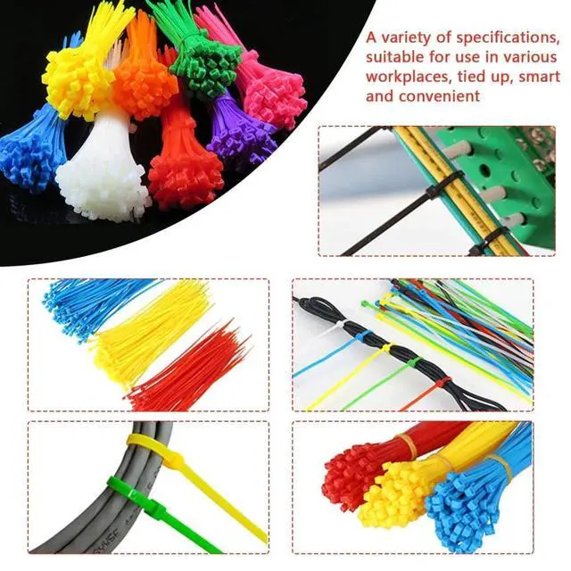 Alt view image 4 of 6 - 200 Pcs 6 Inch Removable Zip Ties,Reusable Cable Zip Ties,Buckle Self-Locking Premium Nylon Cable Wire Ties, Heavy Duty 50Lbs Tensile Strength Colored Plastic Cable Ties for Indoor Outdoor (6 Inch)