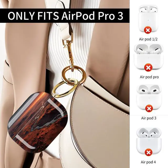 Alt view image 2 of 7 - Compatible with AirPod Pro 3 Case (2025), Shockproof Dustproof Protective Cover with Cute Golden Keychain for Women & Girls - Desert Landscape River