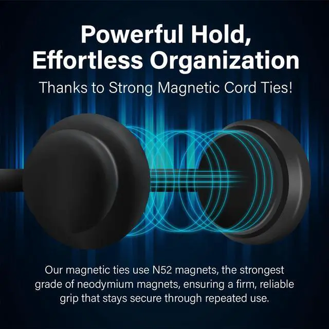 Alt view image 2 of 7 - 30-Pack Magnetic Cable Ties Snap-On Silicone Magnetic Cord Ties with Strong Magnets Reusable Magnetic Ties for Cords, Wire Organizer, Charging Cord Organizer Assorted Colors