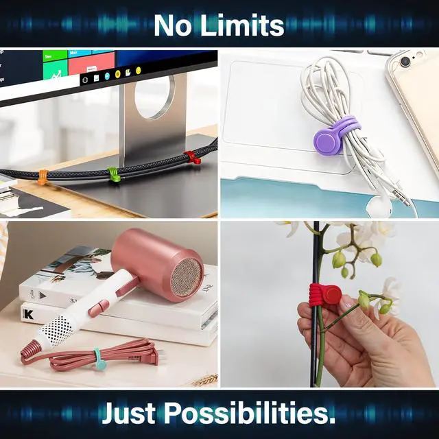 Alt view image 4 of 7 - 30-Pack Magnetic Cable Ties Snap-On Silicone Magnetic Cord Ties with Strong Magnets Reusable Magnetic Ties for Cords, Wire Organizer, Charging Cord Organizer Assorted Colors