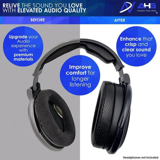 Alt view image 4 of 7 - AHG Premium Ear Pads & Headband Cushion Pad Compatible with Sennheiser Headphones HD600 HD650 HD660S HD 660S2 Massdrop X HD 6XX HD58X Jubilee HD580. Fenestrated Sheepskin | Thick AHG FlexiSoft Foam