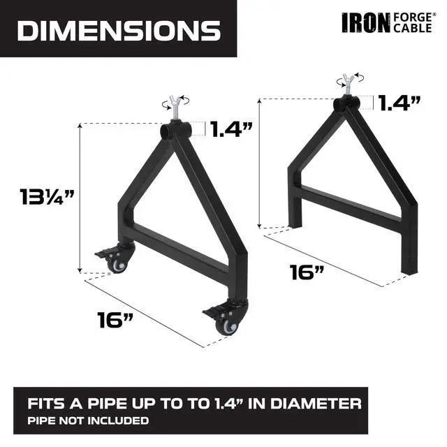 Alt view image 2 of 6 - Wire Spool Rack, Cable Caddy - Heavy Duty Welded Steel | Heavy Duty Welded Steel Spool Holder - For Wire, Cable & Cord Spools