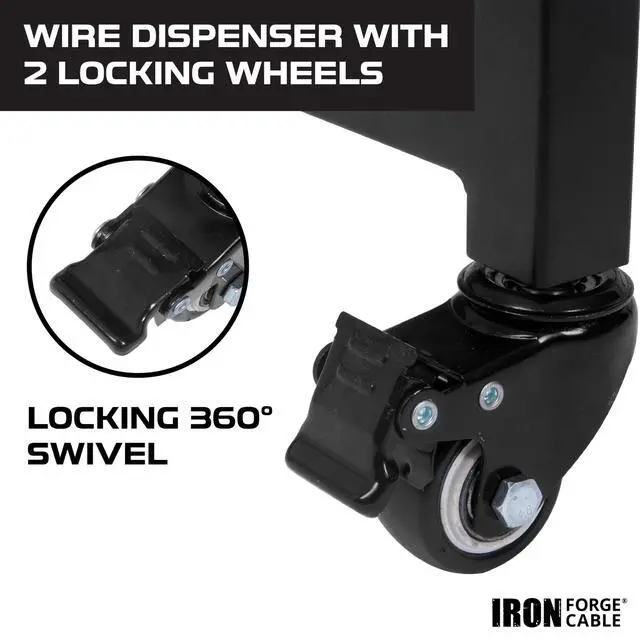 Alt view image 5 of 6 - Wire Spool Rack, Cable Caddy - Heavy Duty Welded Steel | Heavy Duty Welded Steel Spool Holder - For Wire, Cable & Cord Spools