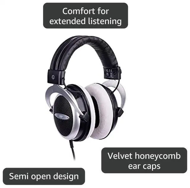 Alt view image 3 of 6 - Semi-Open Over Ear Wired Headphones, Low Deep Bass, Comfortable Headphones for Kids Teens Adults, for Smartphone, Computer, Laptop,Black