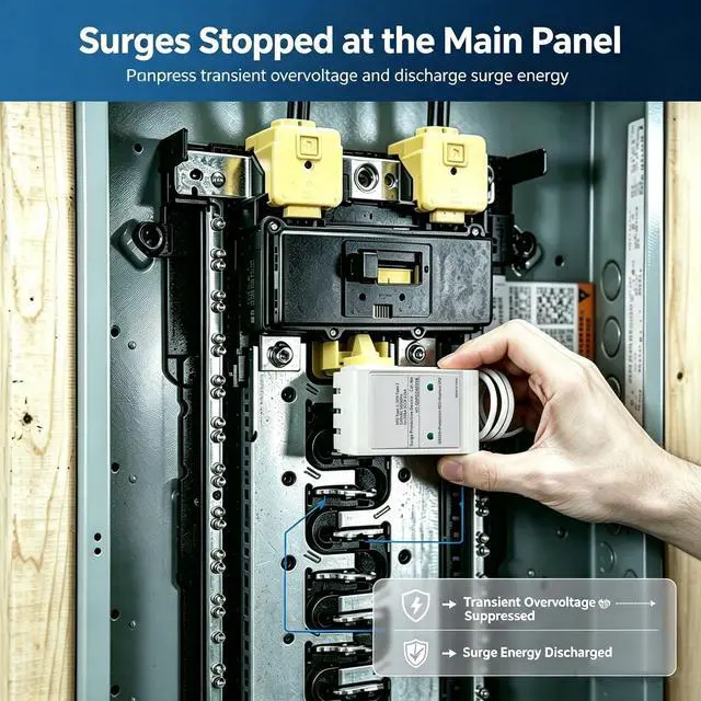 Alt view image 2 of 7 - Type BR Whole Panel Circuit Breaker Surge Protective Device 35A 120V/240V | Brnsurge Replacement Brsurge Equivalent Fits Ea-ton Type BR Panel QSPD2A035B Replacement Si-emens QSPD2A035B Equivalent