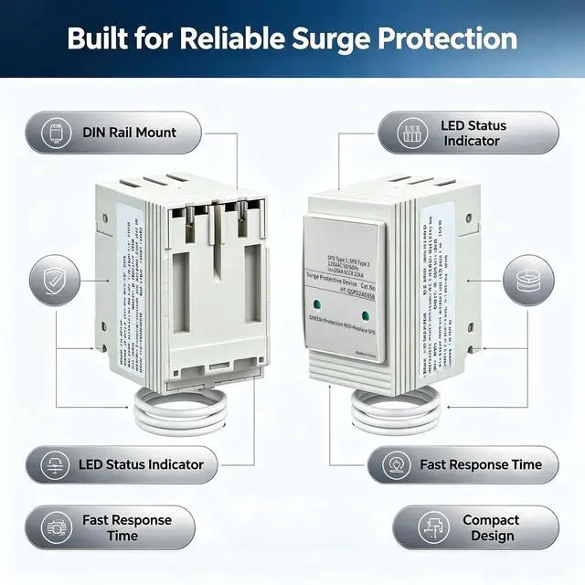 Alt view image 5 of 7 - Type BR Whole Panel Circuit Breaker Surge Protective Device 35A 120V/240V | Brnsurge Replacement Brsurge Equivalent Fits Ea-ton Type BR Panel QSPD2A035B Replacement Si-emens QSPD2A035B Equivalent