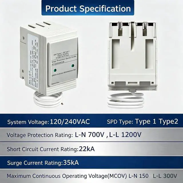 Alt view image 6 of 7 - Type BR Whole Panel Circuit Breaker Surge Protective Device 35A 120V/240V | Brnsurge Replacement Brsurge Equivalent Fits Ea-ton Type BR Panel QSPD2A035B Replacement Si-emens QSPD2A035B Equivalent