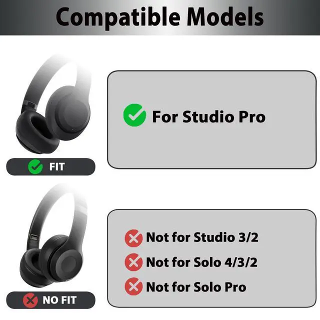 Alt view image 2 of 6 - 3-in-1 Silicone Sweat Covers for Beats Studio Pro Headphones | Accessories with Ear Pad Covers & Zipper Headband Cover & Shell Covers, Sweatproof & Washable & Easy to Clean