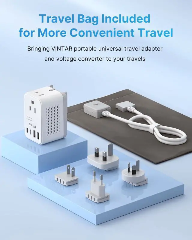 Alt view image 6 of 7 - 220V to 110V Converter, Travel Voltage Converter US to Europe, 2000W | Universal Travel Adapter, 4 USB Ports(2 USB C), Step Down Transformer, Power Converter Adapter Combo for EU UK JP AUS