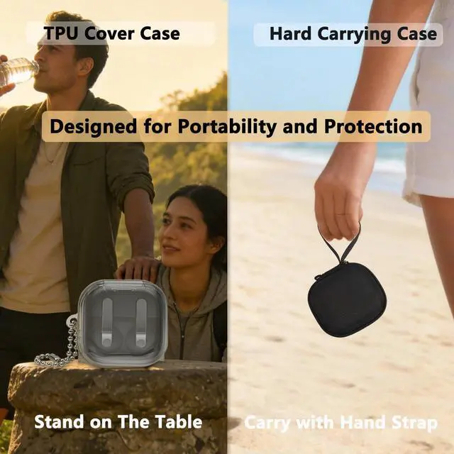 Alt view image 3 of 7 - Case for Samsung Galaxy Buds 4 Pro/Galaxy Buds 4 Accessories | Hard Carrying Case and Shockproof Protective Cover with Ball Ring and Metal Carabiner, for Men and for Women (Black)