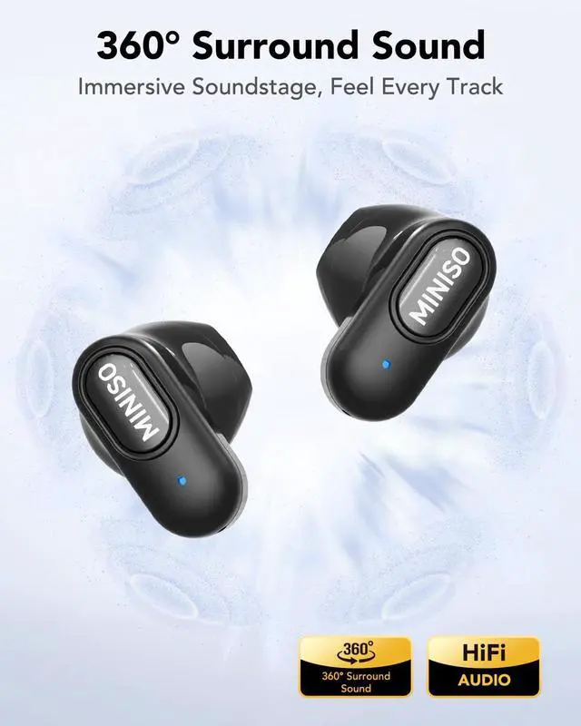 Alt view image 4 of 7 - MS126 Wireless Earbuds with Touchscreen, 360° Panoramic Audio Semi-in-Ear Earbuds with Bluetooth 6.0, Clear Call, 30H Standby for Sports, Office, Study