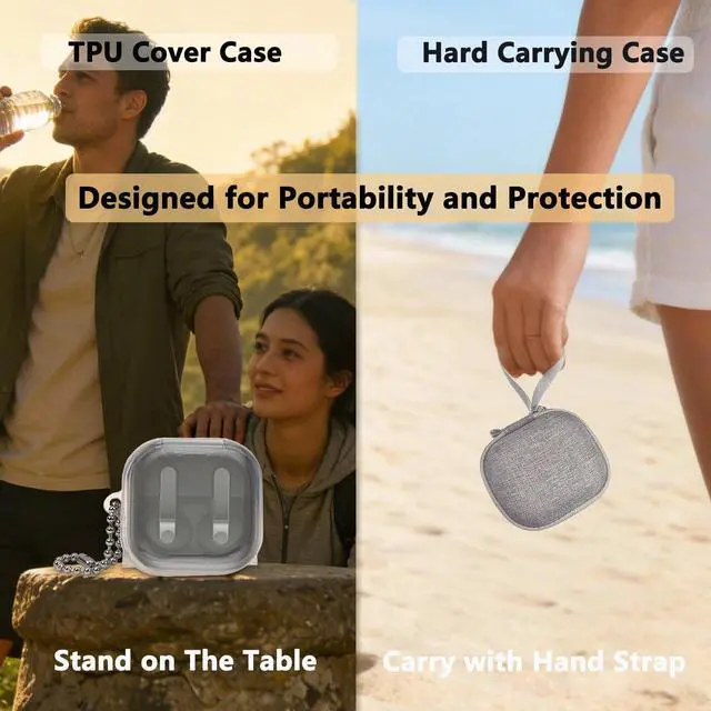 Alt view image 3 of 7 - Case for Samsung Galaxy Buds 4 Pro/Galaxy Buds 4 Accessories | Hard Carrying Case and Shockproof Protective Cover with Ball Ring and Metal Carabiner, for Men and for Womenn (Gray)