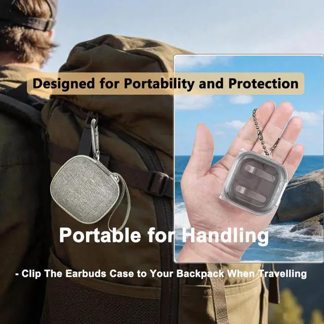 Alt view image 4 of 7 - Case for Samsung Galaxy Buds 4 Pro/Galaxy Buds 4 Accessories | Hard Carrying Case and Shockproof Protective Cover with Ball Ring and Metal Carabiner, for Men and for Womenn (Gray)