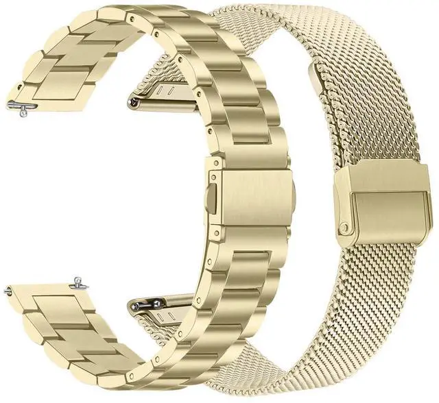 Main image of Band Sets for Venu 3S / Venu 4 41mm Women Smart Watch, 2 Pack Solid Stainless Steel Metal + Mesh Strap for Garmin Venu 2S / Forerunner 265S