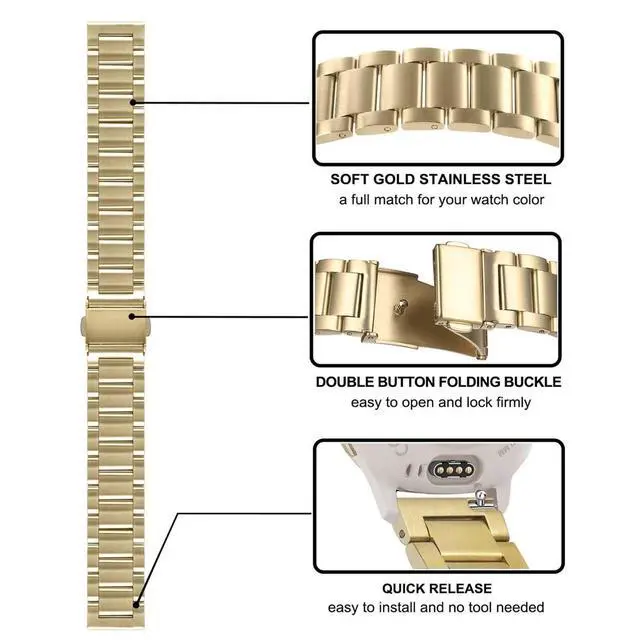 Alt view image 3 of 7 - Band Sets for Venu 3S / Venu 4 41mm Women Smart Watch, 2 Pack Solid Stainless Steel Metal + Mesh Strap for Garmin Venu 2S / Forerunner 265S