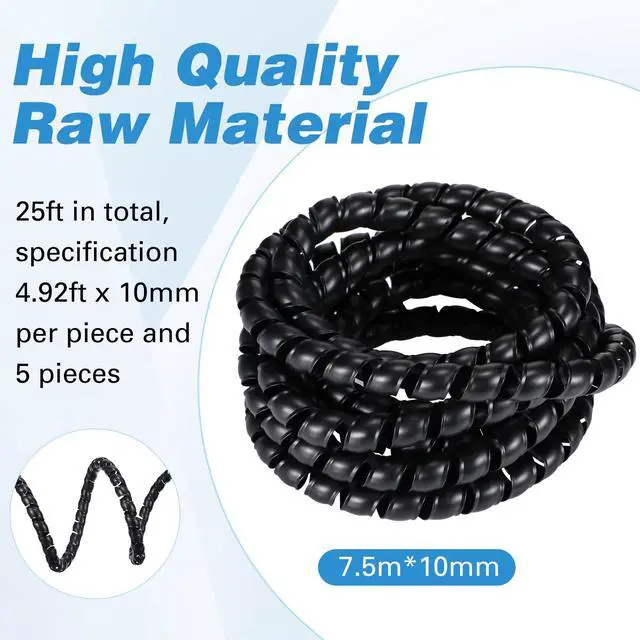 Alt view image 2 of 7 - Dog and Cat Cord Protector 24.6 ft 10 mm Spiral Cable Wire Wrap from Pets No Chew Cat Proofing Cords 5 Pcs/Pack for TV Computer Ebike Electrical Wire(Black)