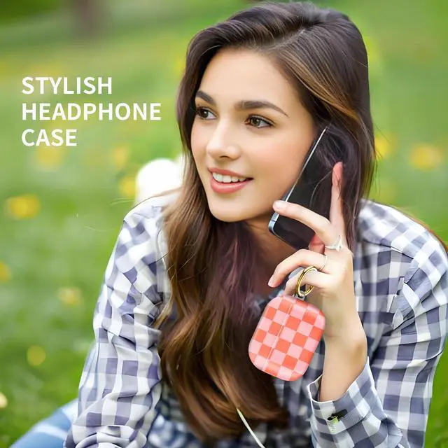 Alt view image 2 of 6 - Compatiable for AirPod Pro 2nd/1st Generation Case,Lightweight & Durable Resistant Hard Case with Keychain,Stylish Design AirPod Case Cover for Women(Watermelon Red Checkerboard)