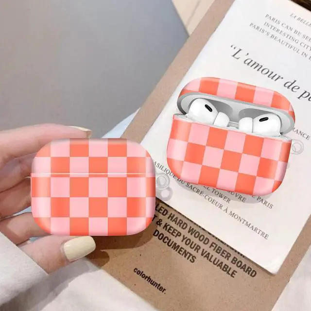 Alt view image 5 of 6 - Compatiable for AirPod Pro 2nd/1st Generation Case,Lightweight & Durable Resistant Hard Case with Keychain,Stylish Design AirPod Case Cover for Women(Watermelon Red Checkerboard)
