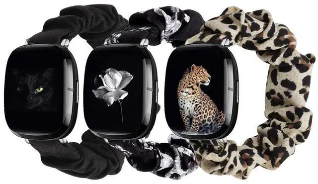Main image of compatible with Fitbit Sense/Versa 3/Versa 4/Sense 2 Bands,for Women,Scrunchie Fabric Replacement Wristbands Straps,Accessories,Large Small