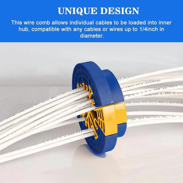 Alt view image 5 of 7 - Cable Organize Tool,Wire Comb,Cable Management Tool,Durable Wire Organizing Tools,Category 5/6 Universal Cabling Network Cable Management Kit,Prevent Entanglement Carding,Easy to Use (Yellow+Blue)