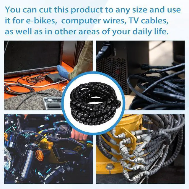 Alt view image 4 of 7 - Dog and Cat Cord Protector 24.6 ft 10 mm Spiral Cable Wire Wrap from Pets No Chew Cat Proofing Cords 5 Pcs/Pack for TV Computer Ebike Electrical Wire(Black)