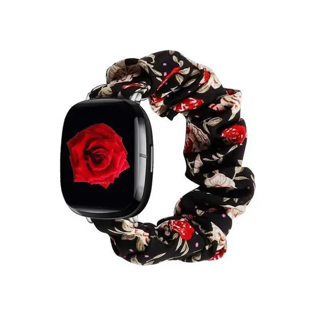 Alt view image 4 of 7 - compatible with Fitbit Sense/Versa 3/Versa 4/Sense 2 Bands,for Women,Scrunchie Fabric Replacement Wristbands Straps,Accessories,Large Small