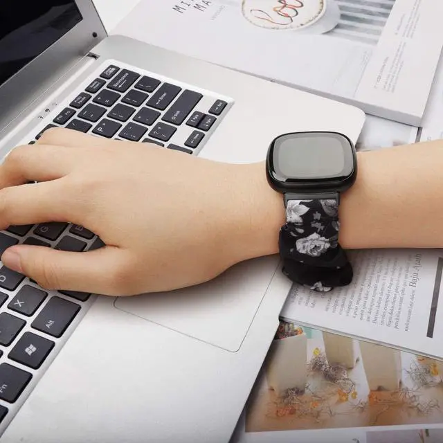 Alt view image 6 of 7 - compatible with Fitbit Sense/Versa 3/Versa 4/Sense 2 Bands,for Women,Scrunchie Fabric Replacement Wristbands Straps,Accessories,Large Small
