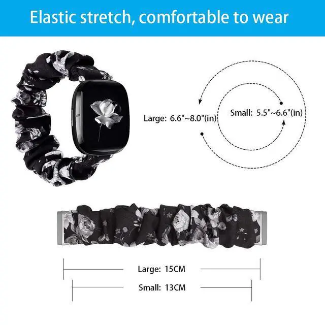 Alt view image 2 of 7 - compatible with Fitbit Sense/Versa 3/Versa 4/Sense 2 Bands,for Women,Scrunchie Fabric Replacement Wristbands Straps,Accessories,Large Small