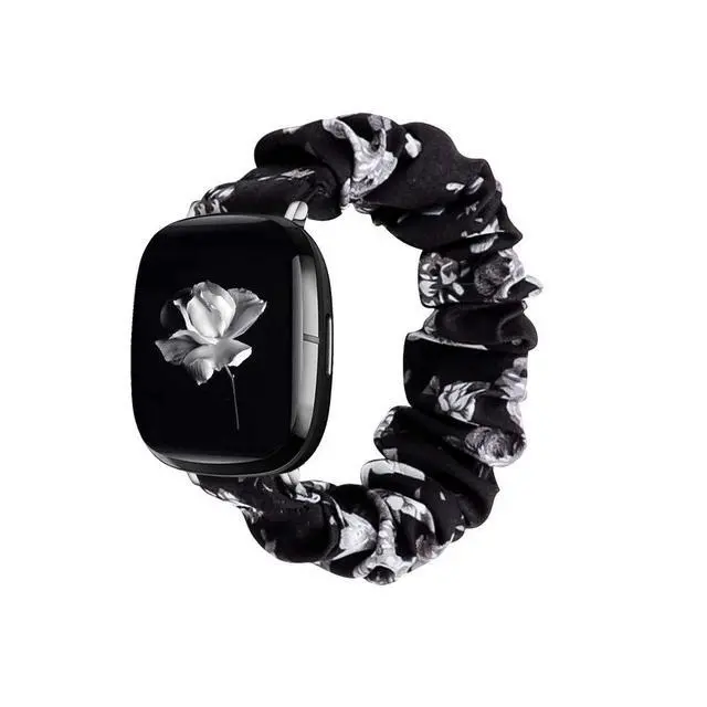 Alt view image 7 of 7 - compatible with Fitbit Sense/Versa 3/Versa 4/Sense 2 Bands,for Women,Scrunchie Fabric Replacement Wristbands Straps,Accessories,Large Small