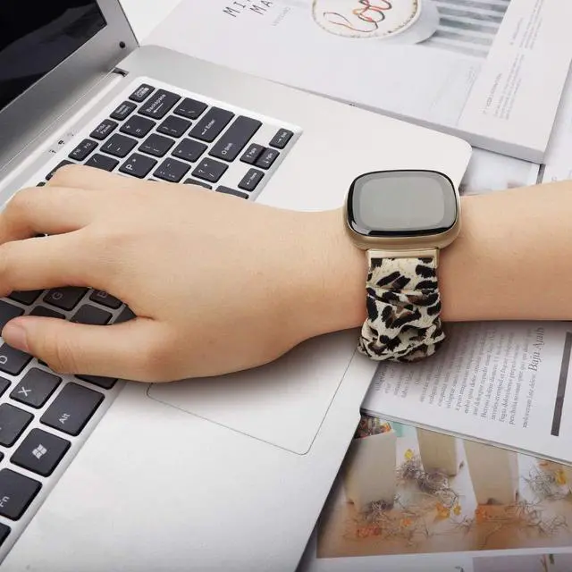 Alt view image 4 of 7 - compatible with Fitbit Sense/Versa 3/Versa 4/Sense 2 Bands,for Women,Scrunchie Fabric Replacement Wristbands Straps,Accessories,Large Small