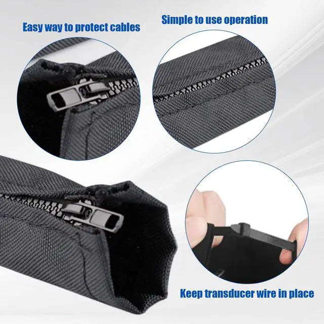 Alt view image 2 of 6 - 2Pc Outboard Motor Cable Organizer with 100pcs Nylon Cable Tie, 47 Inch Long Zippered Rigging Sleeve for Cover Wire Extension Cord