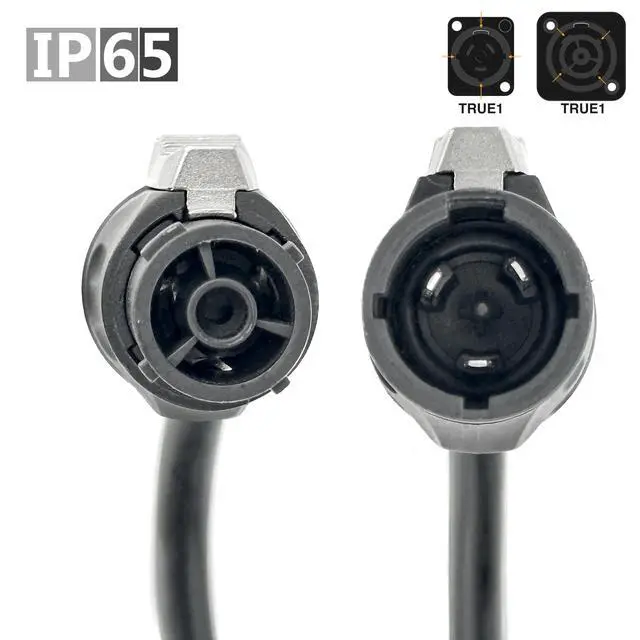 Alt view image 4 of 6 - 3' True1 Male to Female Jumper, Locking Power Cable, Black, IP65, 14 AWG